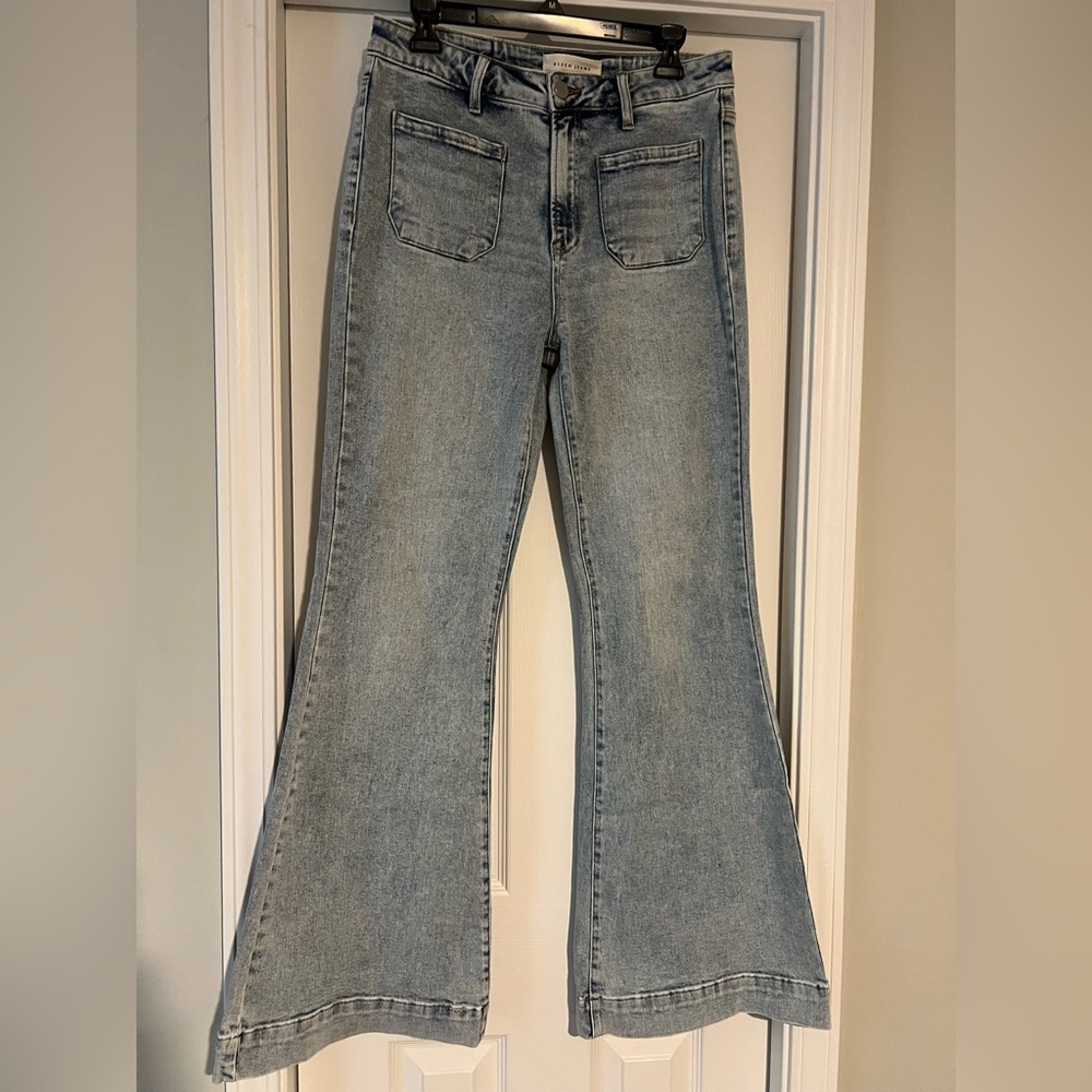 Risen Light Wash Wide Leg Flare Jeans